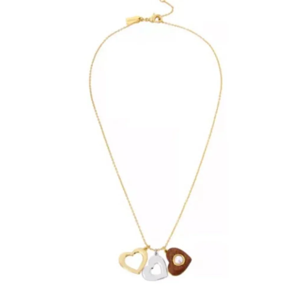 COACH Wooden Heart Mixed Pendant Necklace